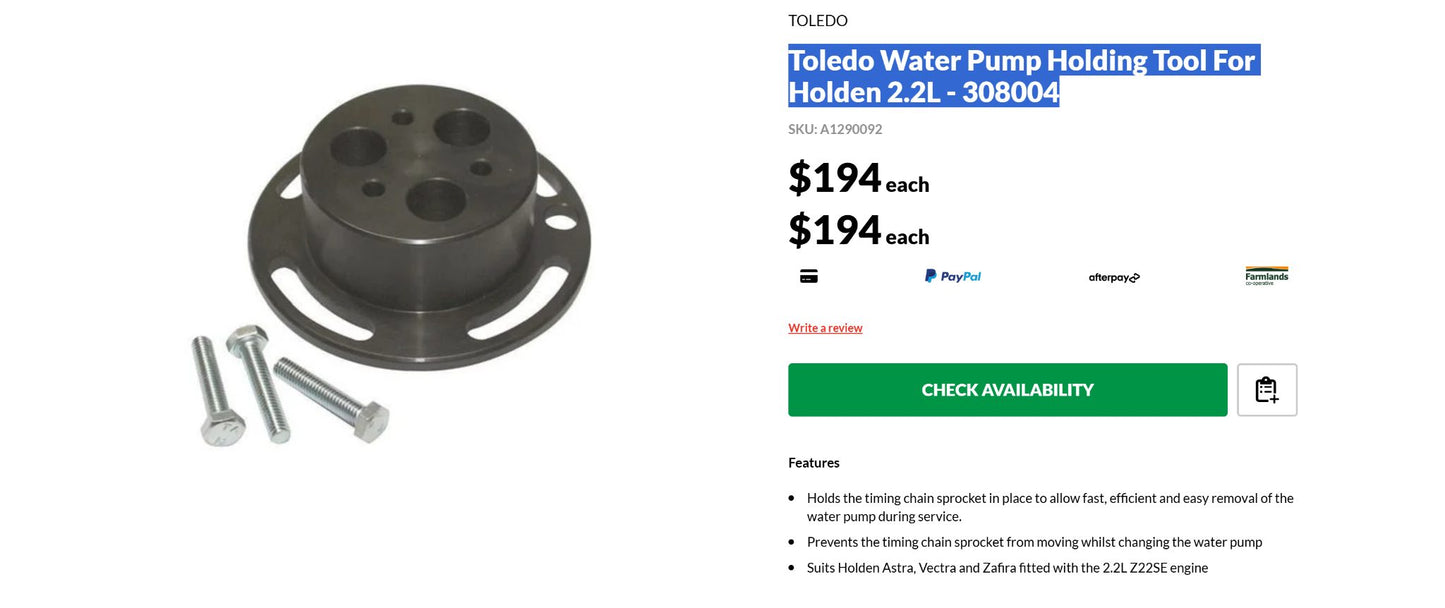 Toledo Water Pump (Brand New)