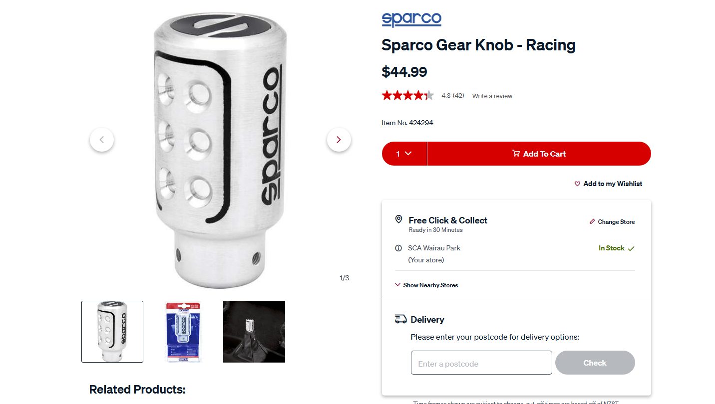 Sparco Racing Gear Knob - Brand New