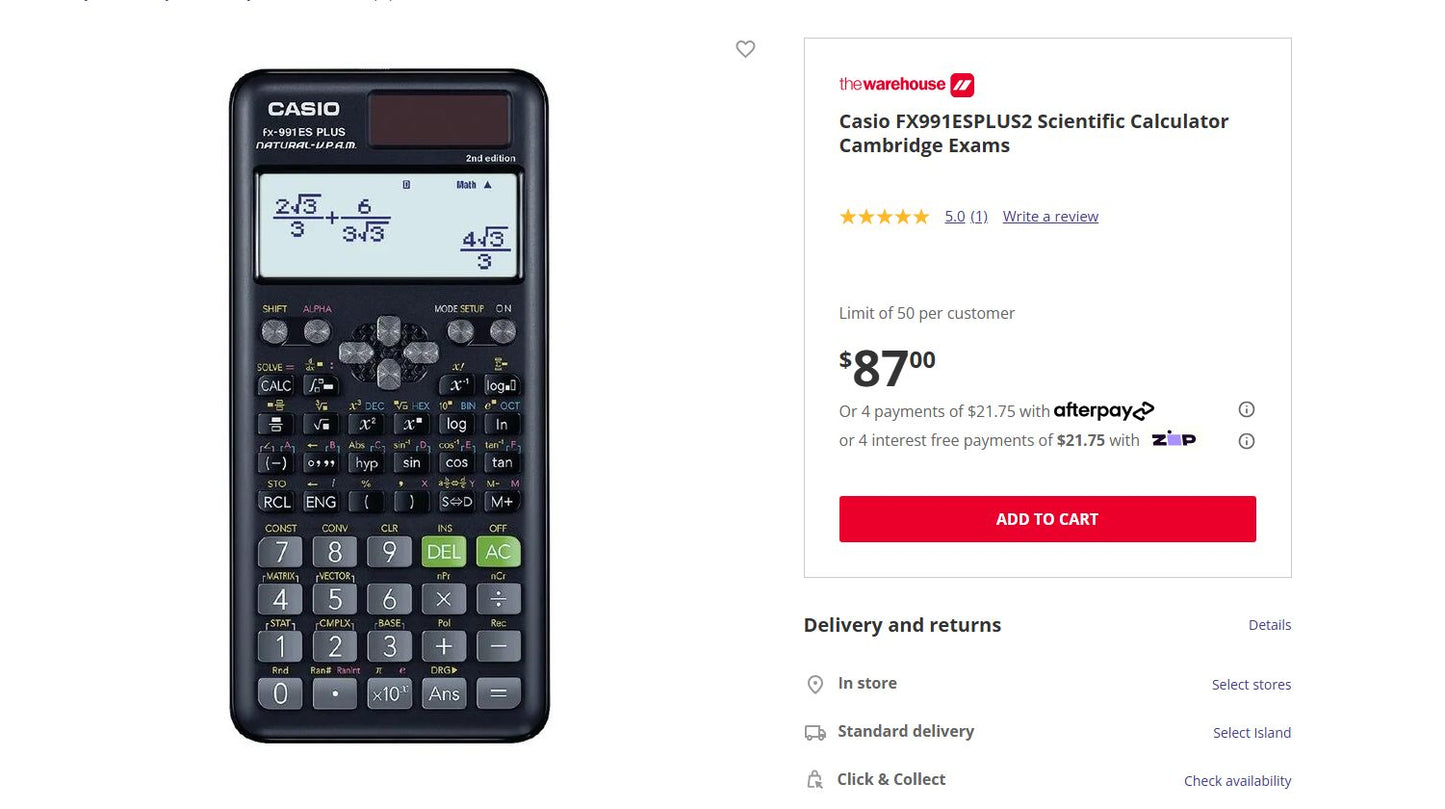 Casio FX991ESPLUS2 Scientific Calculator (Brand new)